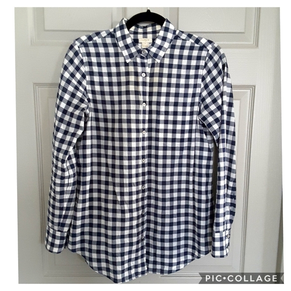 J. Crew Factory Gingham Classic Button-Down Shirt - Picture 2 of 6